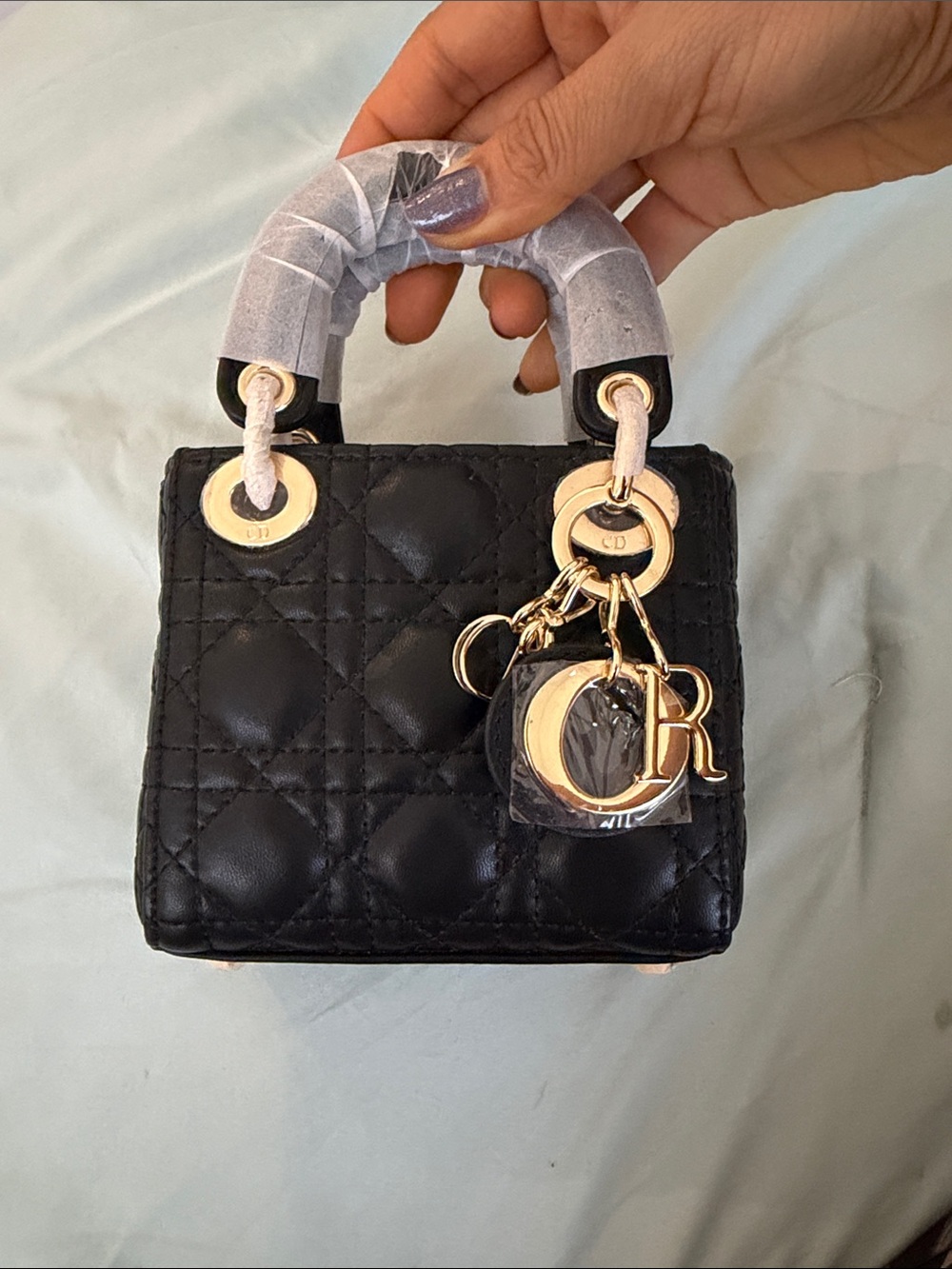 Dior Black Quilted Mini Lady Doir with Gold Hardware